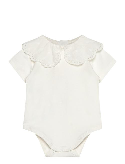 Embroidered Babydoll Neck Bodystocking Mango White