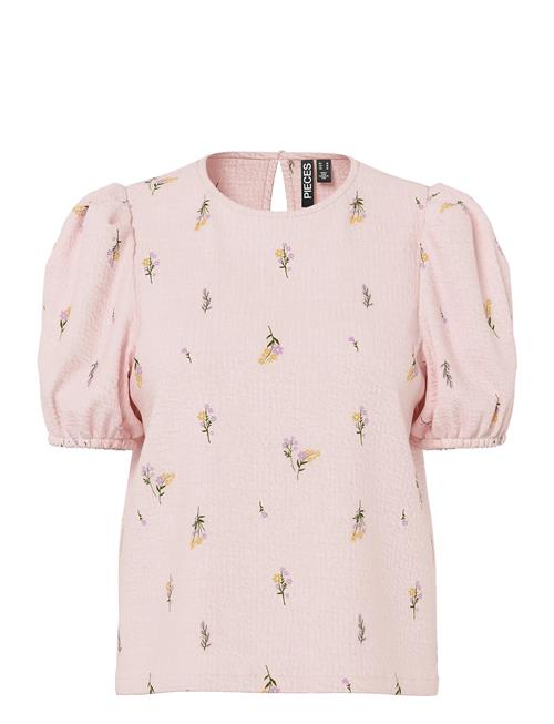 Pcjeo Ss O-Neck Top Wvn D2D Pieces Pink