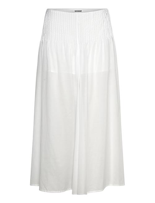 Pleated Mid Rise Maxi Skirt Weekday White