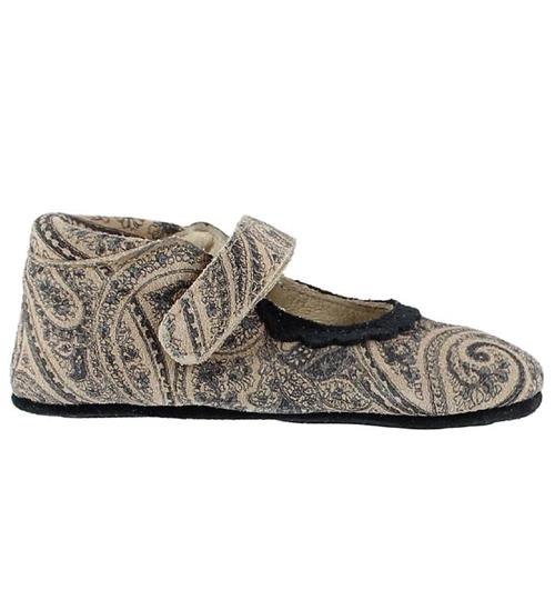 En Fant Ballerina Hjemmesko - Beige m. Mønster/Velcro