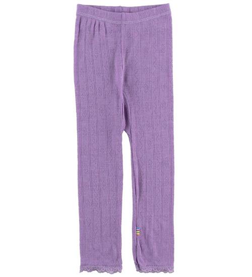 Joha Leggings - Uld/Silke - Lilla m. Hulmønster