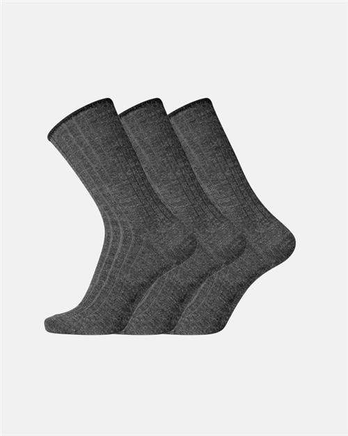 3-pak "No elastic" strømper | uld | mørk grå melange