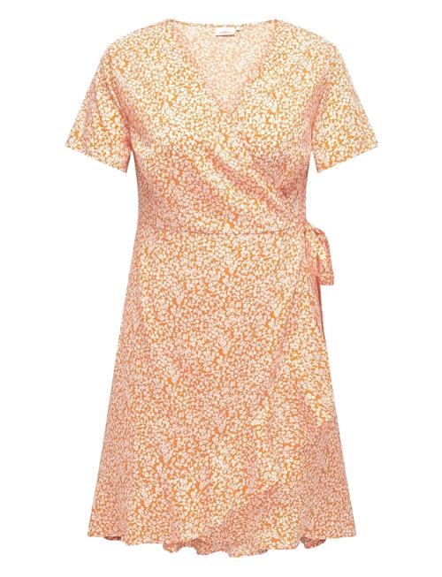 Carlivia S/S Wrap Knee Dress Wvn ONLY Carmakoma Orange