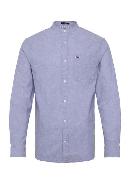 Tjm Linen Mix Band Collar Shirt Tommy Jeans Blue