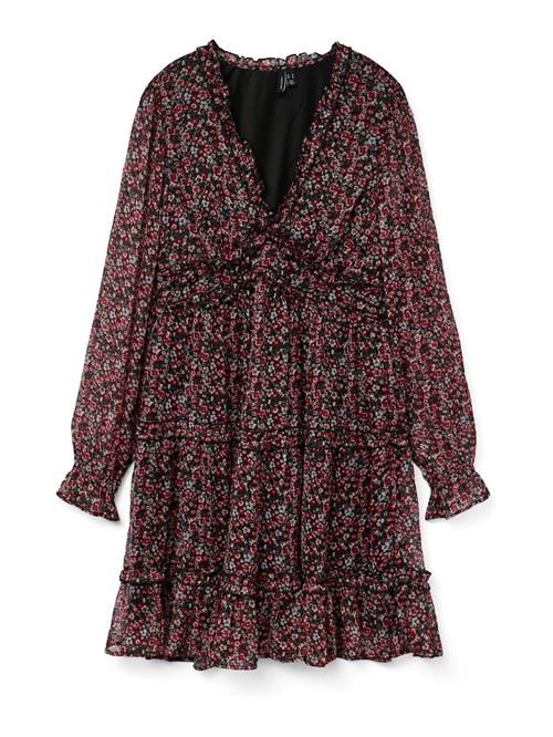 VERO MODA Kjole 'VMSMILLA'  mørkegrøn / mørkerød / sort