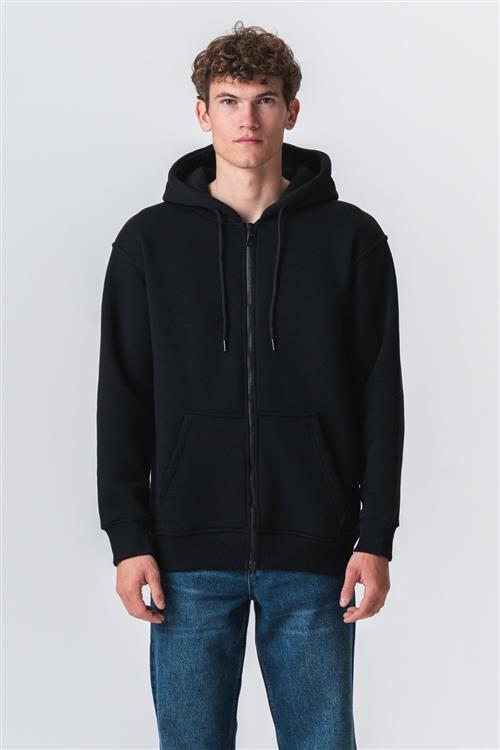 Relaxed Zip Hoodie - Sort - L - TeeShoppen