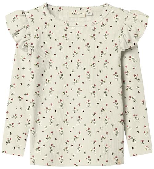 Lil Atelier Bluse - Rib - NmfLavo - Turtledove m. Blomster
