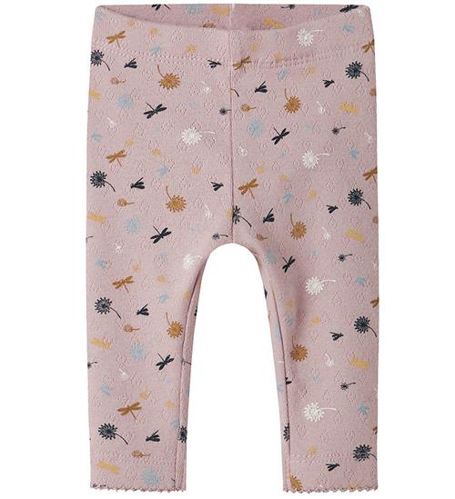 Name It Legging - NbfKoral - Burnished Lilac m. Hulmønster