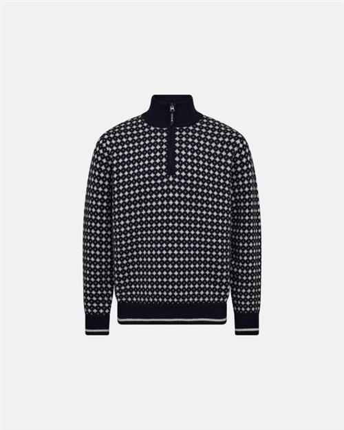 Pullover "half zip"| 100 uld | Navy/beige
