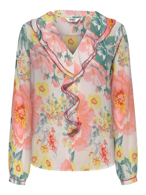 ONLY Bluse 'ONLMILLA'  blå / gul / lyseorange / gammelrosa