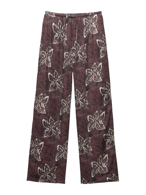 Pull&Bear Bukser 'HIBISCUS'  choko / lilla / aubergine / hvid