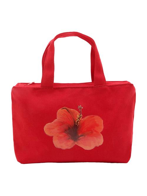 Pull&Bear Håndtaske 'HIBISCUS'  brun / koral / hummer / rød