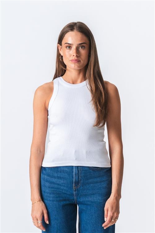 Ribbed Top - Hvid - S - TeeShoppen