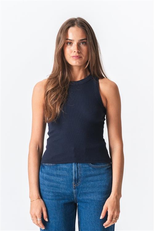 Ribbed Top - Blå - M - TeeShoppen