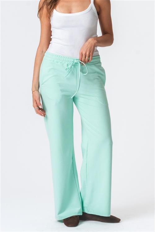 Sweatpants Wide - Støvet Grøn - S - TeeShoppen