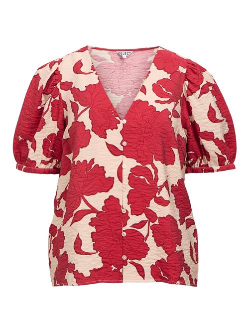 OBJECT Bluse 'OBJJacira'  beige / rød