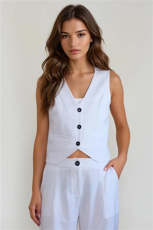 Natalie Vest - Hvid - M - TeeShoppen