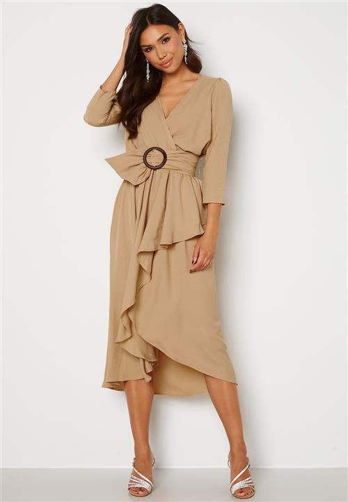 Goddiva Wrap High Low Belted Dress