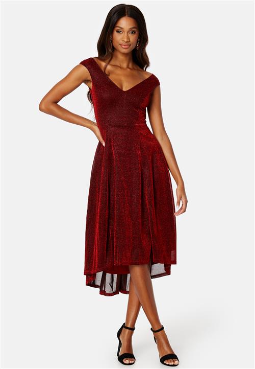 Goddiva Glitter High Low Midi Dress