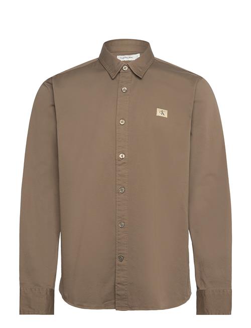 Woven Label Cotton Twill Shirt Calvin Klein Jeans Brown