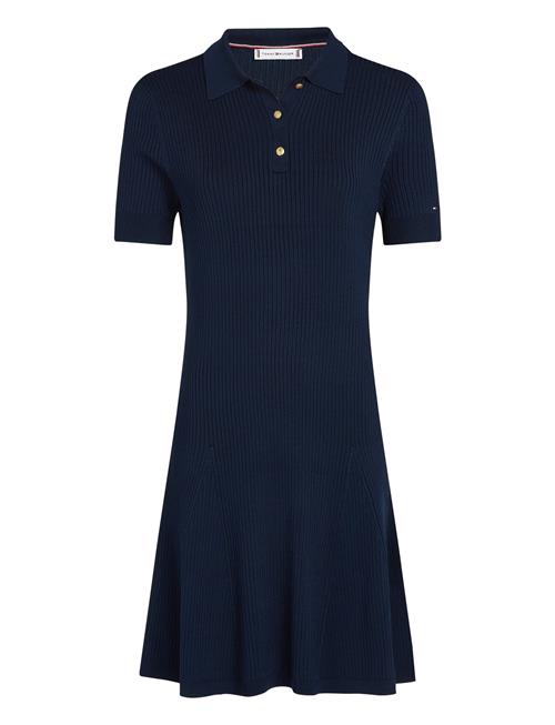 Rib Button F&F Polo Swt Dress Tommy Hilfiger Navy