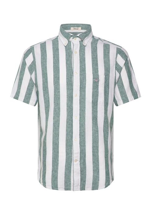 Reg Cotton Linen Stripe Ss Shirt GANT Green