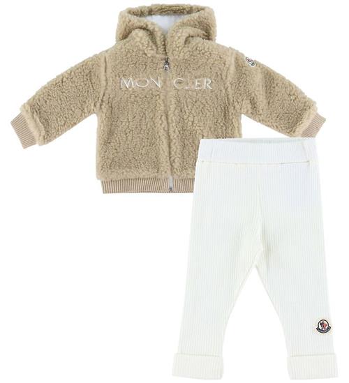 Se Moncler Sæt - Fleecejakke/Leggings - Brun/Hvid ved KidsWorld