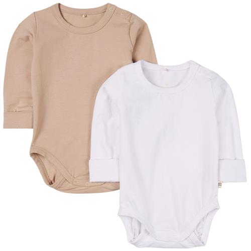 A Happy Brand 2-pak Babybodyer Sand/White 74/80 cm  Beige  74/80 cm  Unisex