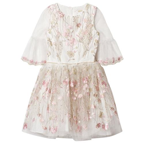 David Charles Ivory Tulle Embroidered Party Dress with Gold Detail 16 Y    16 år  kvinde