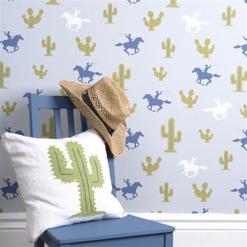 Hibou Home Cactus Cowboy Wallpaper One Size    One Size  mand