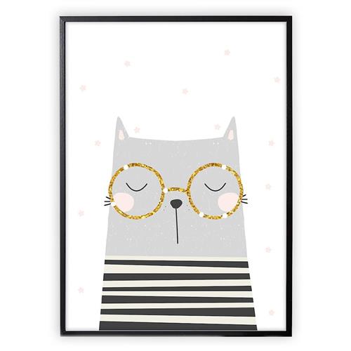 XO Posters Poster Cat One Size  Grå  One Size  unisex