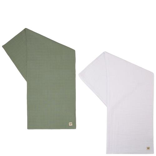 Buddy & Hope 2-pak GOTS Muslintæpper Grønne One Size      Unisex