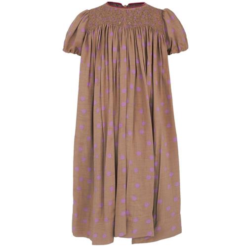 La Stupenderia Dress Brown with Purple Polka Dots 9 months    9 måneder  kvinde