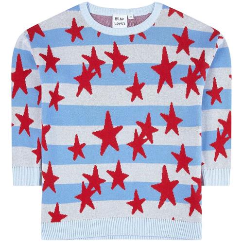Beau Loves Stripes + Stars Strikket Trøje Blå 6-7 Y    6-7 år  Unisex