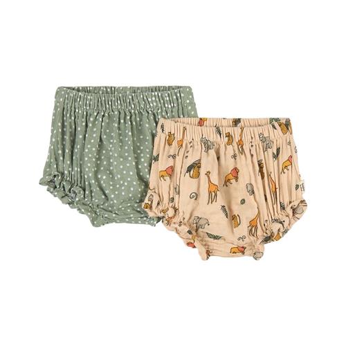 Buddy & Hope 2-pak GOTS Mamelukker Green Dots/Wild Animals 74/80 cm  Grøn  74/80 cm  Unisex