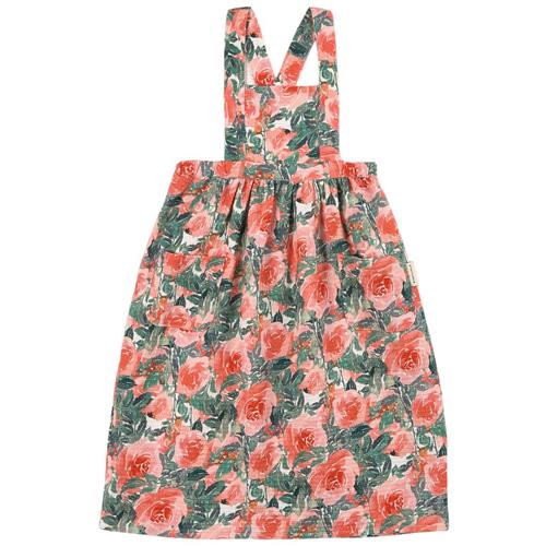 Piupiuchick Flower Print Pinafore Grøn 4 Y  Lyserød  4 år  kvinde