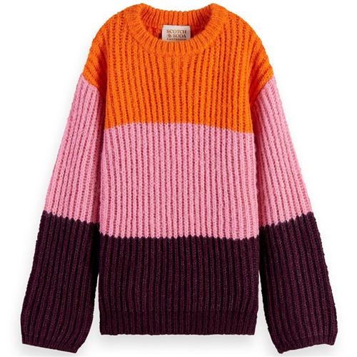 Scotch & Soda Chunky Kontrastfarvet Strikket Trøje Combo A 8 Y  Orange.  8 år  kvinde