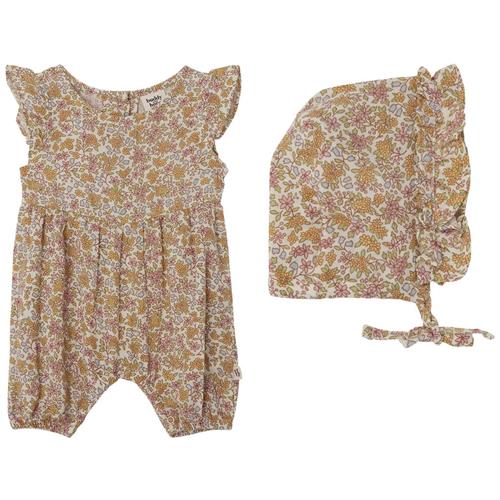 Buddy & Hope GOTS Sigrid Blomstret Romper Med Solhat Wildflowers 86/92 cm  Creme  86/92 cm  kvinde