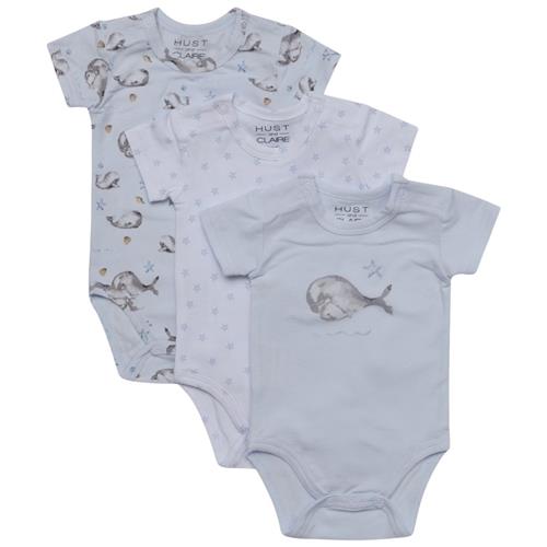 Hust&Claire 3-pak Bati Babybodyer Water 62 cm  Blå  62 cm  Unisex