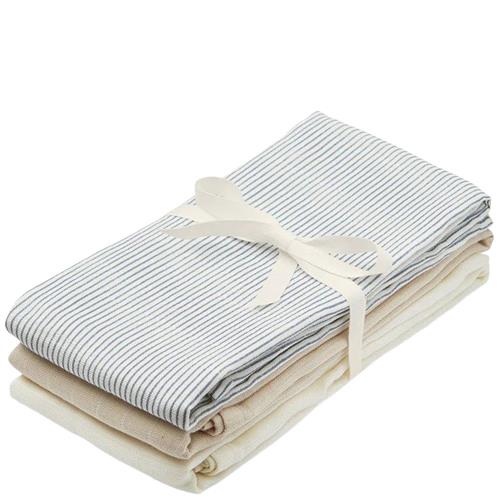 Cam Cam 3-Pack GOTS Stribede Muslin Kluder Blue / Praline / Creme One Size      Unisex