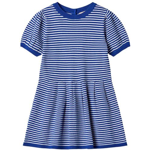 Fliink Stribet Strikket Kjole Mazerine Blue/Cloud Dancer 86 cm  Blå  86 cm  kvinde