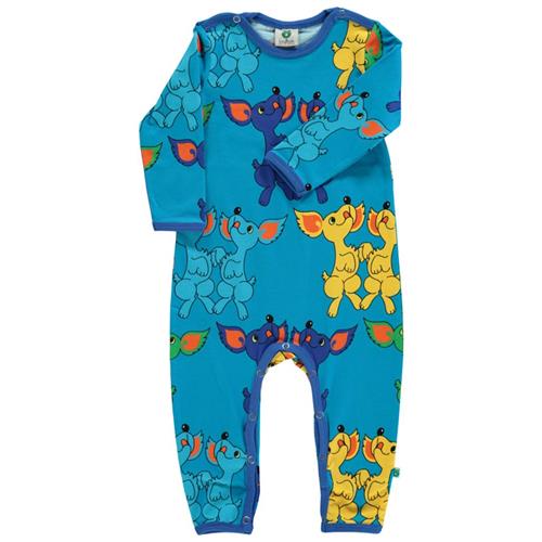 Småfolk Mønstret Heldragt Med Hunder Ocean Blue 62 cm  Blå  62 cm  Unisex