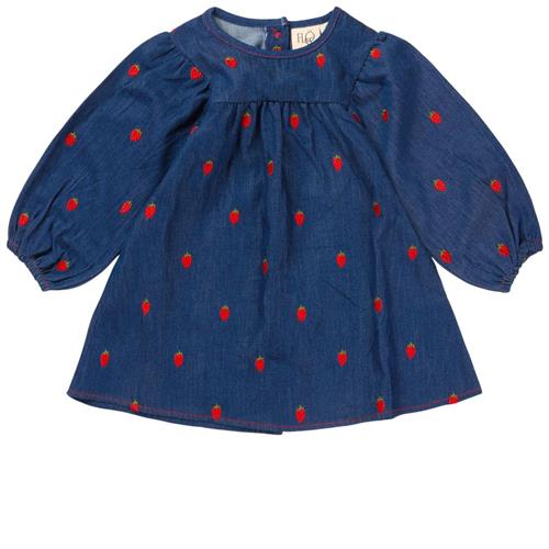 Flöss Colette Broderet Kjole Berry Denim 92 cm  Blå  92 cm  kvinde