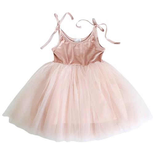 DOLLY by Le Petit Tom Velvet Cosmic Strings Tutu Kjole Pink 0-1 Y  Lyserød  0-1 år  kvinde