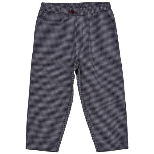 Copenhagen Colors Check Pant w. Fake Fly  Navy Check Combi 98 cm  Marineblå  98 cm  Unisex