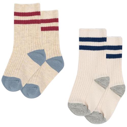 Konges Sløjd 2-Pack Rib Sokker Off White Multi Strip 17-18 EU  Creme  17-18 EU  mand