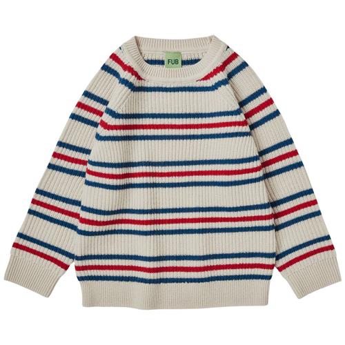 FUB Raglan Sweater Ecru/Pond Blue/Red 120 cm  Creme  120 cm  Unisex