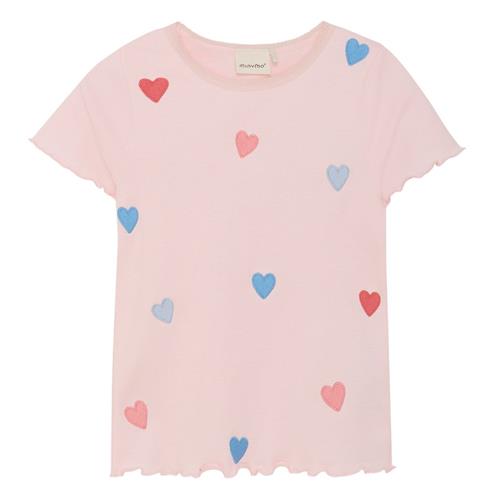Minymo Ribbet T-shirt Pink Dogwood 92 cm  Lyserød  92 cm  kvinde