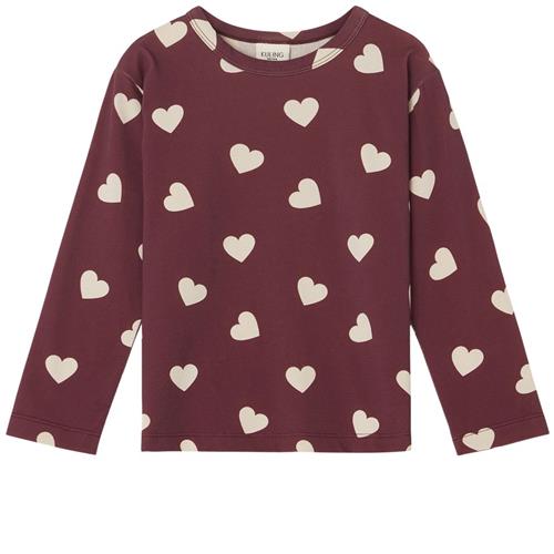 Kuling GOTS Athens Langærmet T-shirt Violet Hearts 110/116 cm  Rød  110/116 cm  Unisex