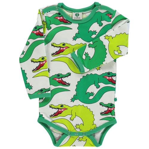 Småfolk Mønstret Babybody Med Krokodiller Cremefarvet 56 cm  Creme  56 cm  Unisex